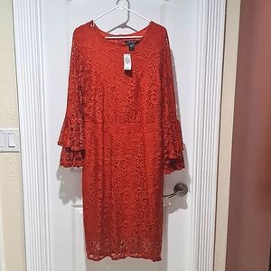 Rust Lace Midi Dresss 14/16 (1x) - Ashley Stewart